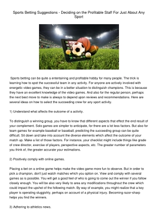SportsBettingSuggestions-DecidingontheProfitableStaffForJustAboutAnySport