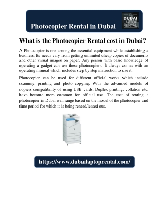 What is the Photocopier Rental cost in Dubai?