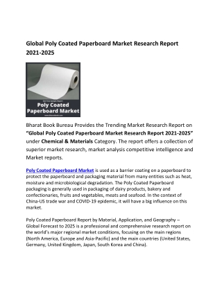 Global Poly Coated Paperboard Market Forecast 2021-2025