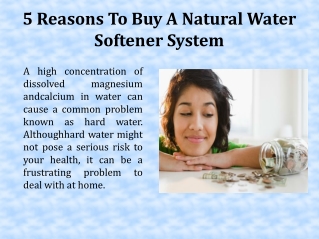 5 Reasons To Buy A Natural Water Softener System
