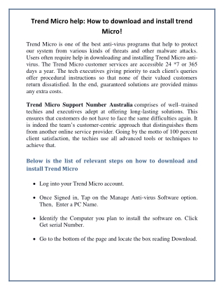 Trend Micro help: How to download and install trend Micro!