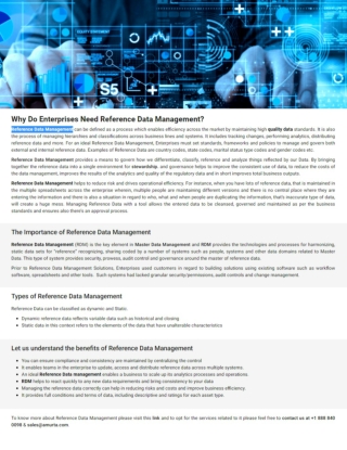 Why Do Enterprises Need Reference Data Management