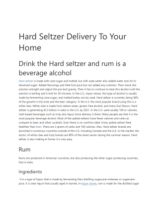 Hard Seltzer Delivery To Your Home