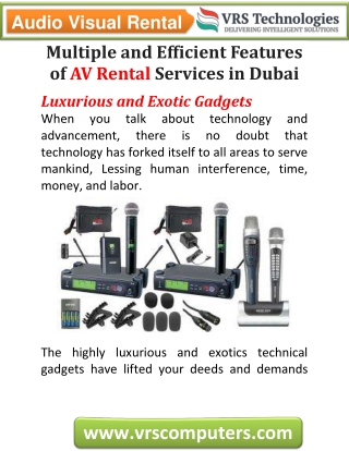 Multiple and Efficient Features of AV Rental Services in Dubai