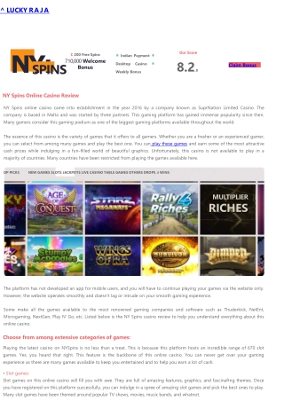 Ny Spin Casino Review