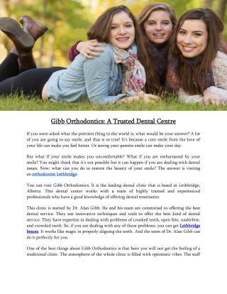 Gibb Orthodontics A Trusted Dental Centre