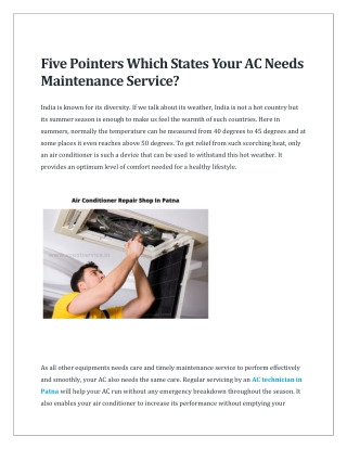 Five Pointers Which States Your AC Needs Maintenance Service-converted