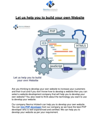 Let us help you to build your own Website