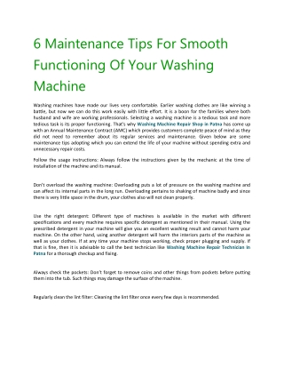 6 Maintenance Tips For Smooth Functioning Of Your Washing Machine