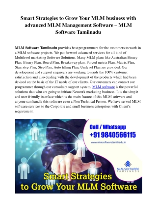 Smart Strategies to Grow Your MLM Software - MLM Software Tamilnadu (1)