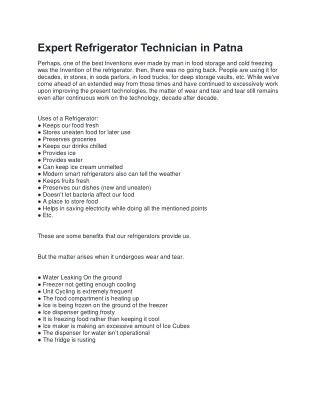 Expert Refrigerator Technician in Patna