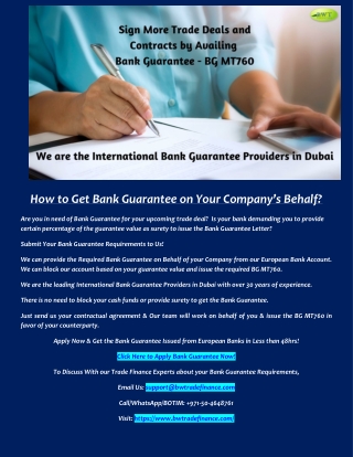 Bank Guarantee – International Bank Guarantee Providers