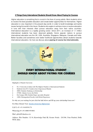 5 Things Every International Students Should Know About Paying For Courses