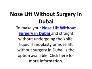 Nose Lift Without Surgery in Dubai