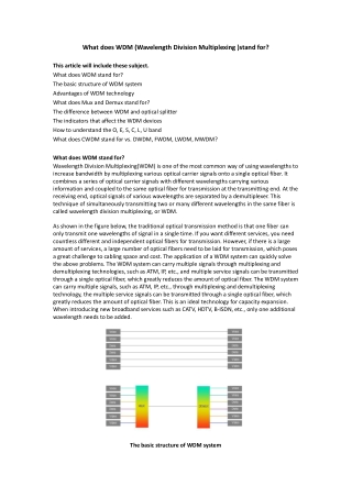 What does WDM (Wavelength Division Multiplexing )stand for