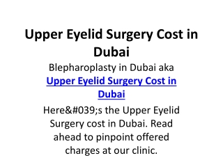 Upper Eyelid Surgery Cost in Dubai