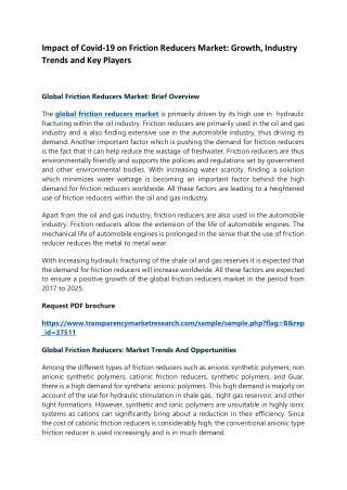 Impact of Covid-19 on Friction Reducers Market: Growth & Industry Trends