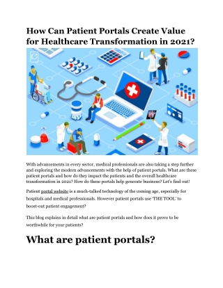How Can Patient Portals Create Value for Healthcare Transformation in 2021?