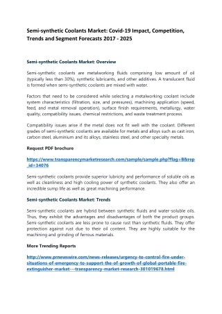 Semi-synthetic Coolants Market: Competition and Segment Forecasts 2017 - 2025