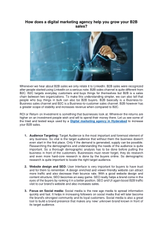 How does a digital marketing agency help you grow your B2B sales?