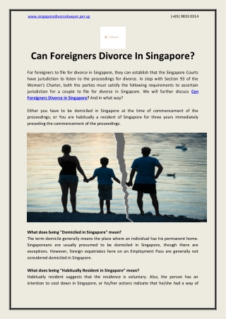 Can Foreigners Divorce in Singapore