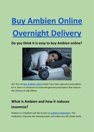 Buy Ambien Online Overnight Delivery