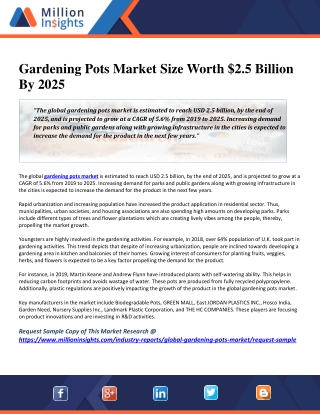 Gardening Pots Market Size Worth $2.5 Billion By 2025