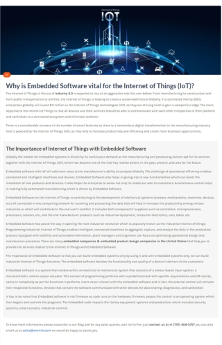 Why is Embedded Software vital for the Internet of Things