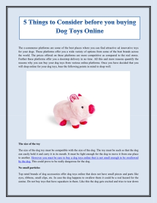 5 Things to Consider before you buying Dog Toys Online