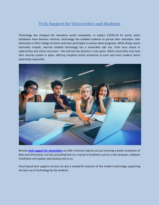 Tech Support for Universities and Students