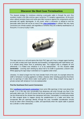 Discover the Best Coax Termination