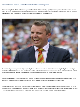Graeme Swann praises Glenn Maxwell after his stunning show