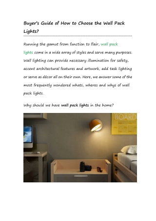 Buyer’s Guide of How to Choose the Wall Pack Lights