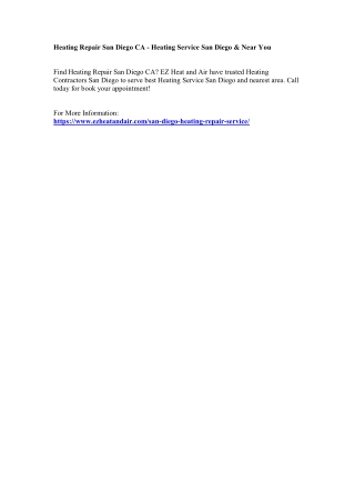 Heating Service San Diego, CA | HVAC Contractors Near Me