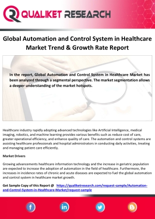 Global  Automation and Control System in Healthcare Market -Global Industry