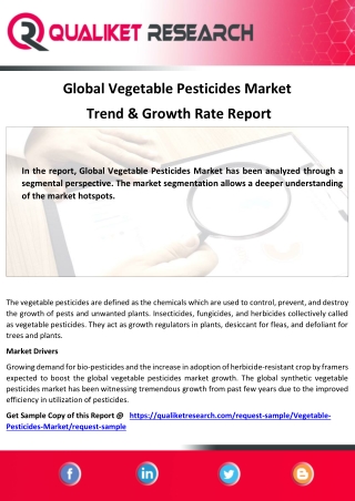 Global  Vegetable Pesticides MarketTop Competitors, Application, Price Structure