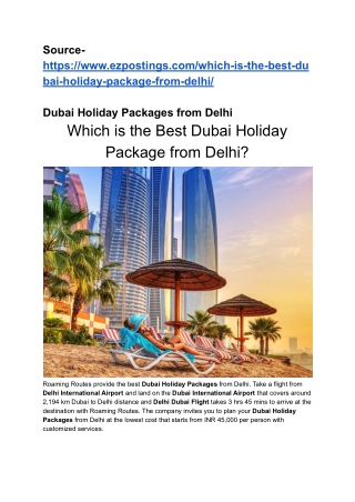 Which is the Best Dubai Holiday Packages from Delhi