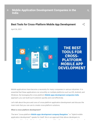 Best Tools for Cross-Platform Mobile App Development