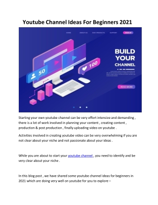 Youtube Channel Ideas For Beginners 2021