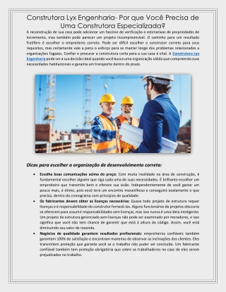 Construtora Lyx Engenharia- Por que Você Precisa de Uma Construtora Especializada
