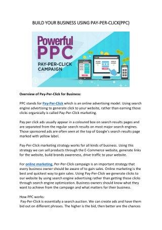 BUILD YOUR BUSINESS USING PAY- PPC
