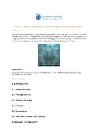 Exhaustive Study on Minimally Invasive Imaging Market by Knowledge Sourcing Intelligence