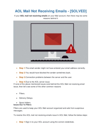 [SOLVED] AOL Mail Not Receiving Emails | Mail Settings