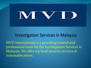 Investigation Services in Malaysia
