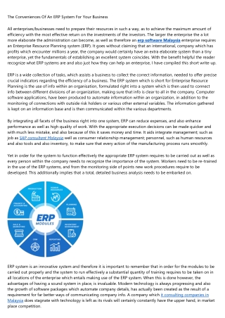 The Benefits Of An ERP System For Your Business