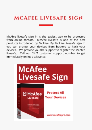 McAfee LiveSafe Sign