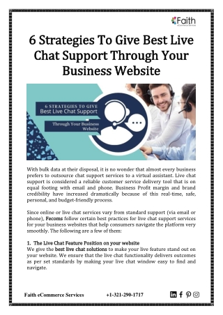 6 Strategies To Give Best Live Chat Support Through Your Business Website