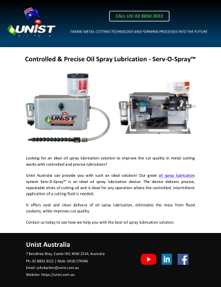 Controlled & Precise Oil Spray Lubrication - Serv-O-Spray™