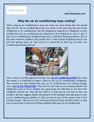 Why the car air conditioning stops cooling?