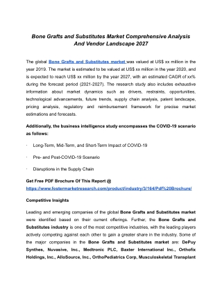 Bone Grafts and Substitutes Market Comprehensive Analysis And Vendor Landscape